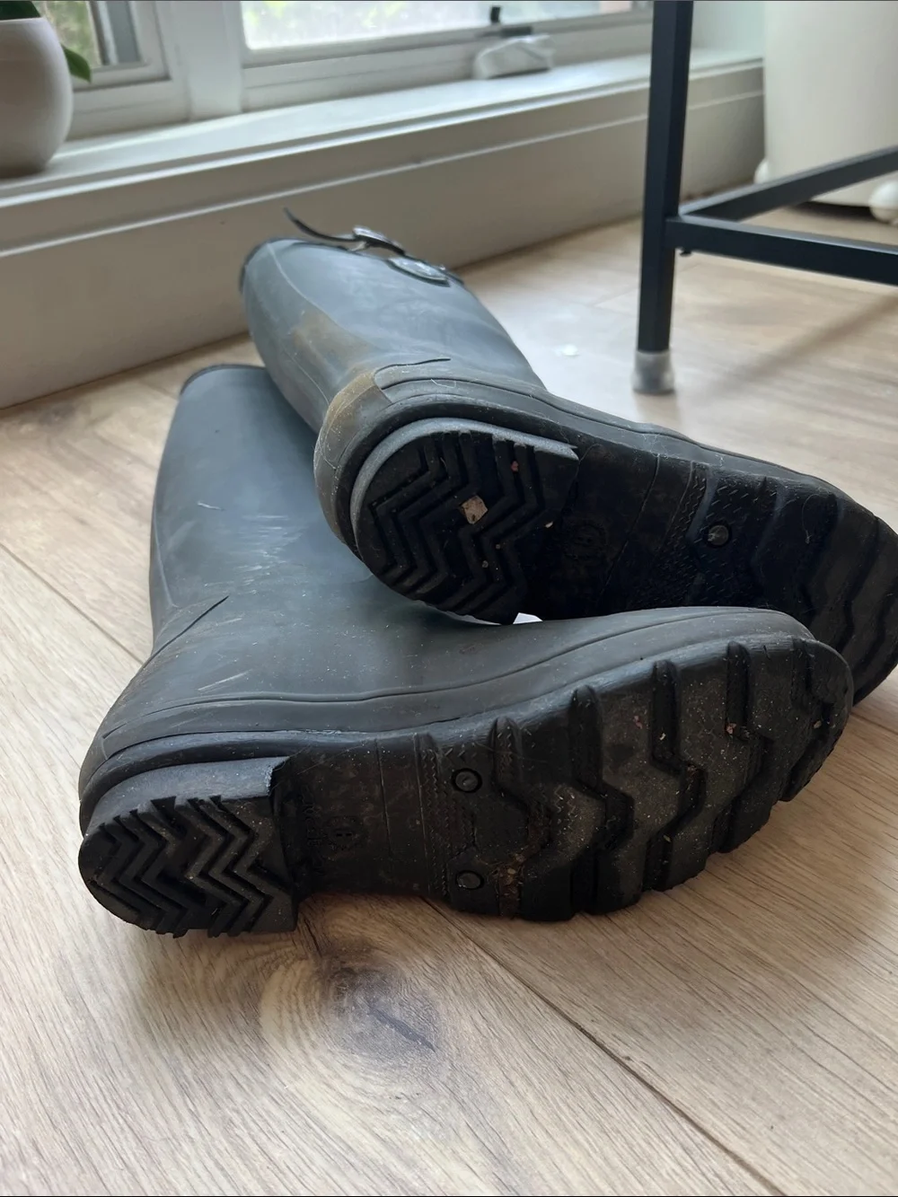 Kamik Matte Black Knee-High Rain Boots with Side Buckle